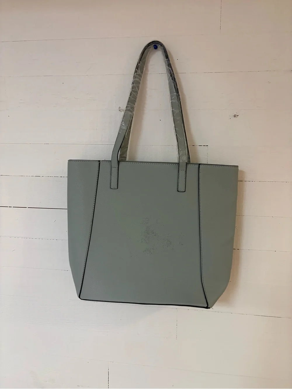 IZOD Sage Gray Faux Leather Structured Tote Bag Shoulder Purse NWT